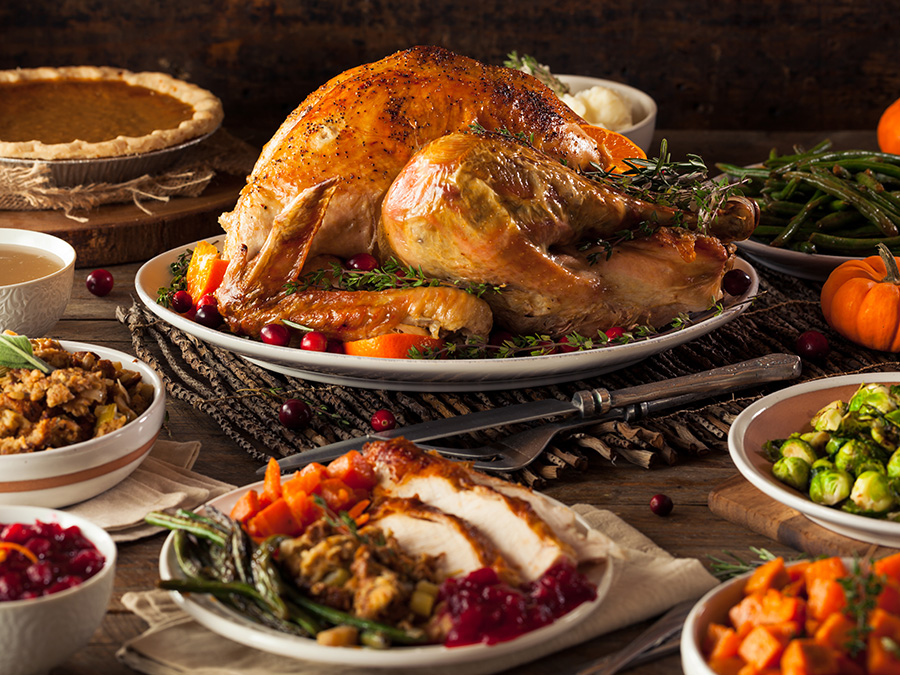 Thanksgiving day dinner table